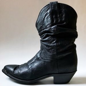 Black Authentic Leather Cowboy/Cowgirl Boots